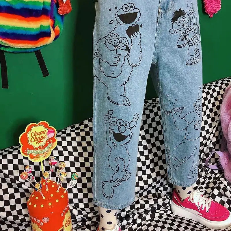 JAPANESE HARAJUKU CARTOON JEANS BY63057