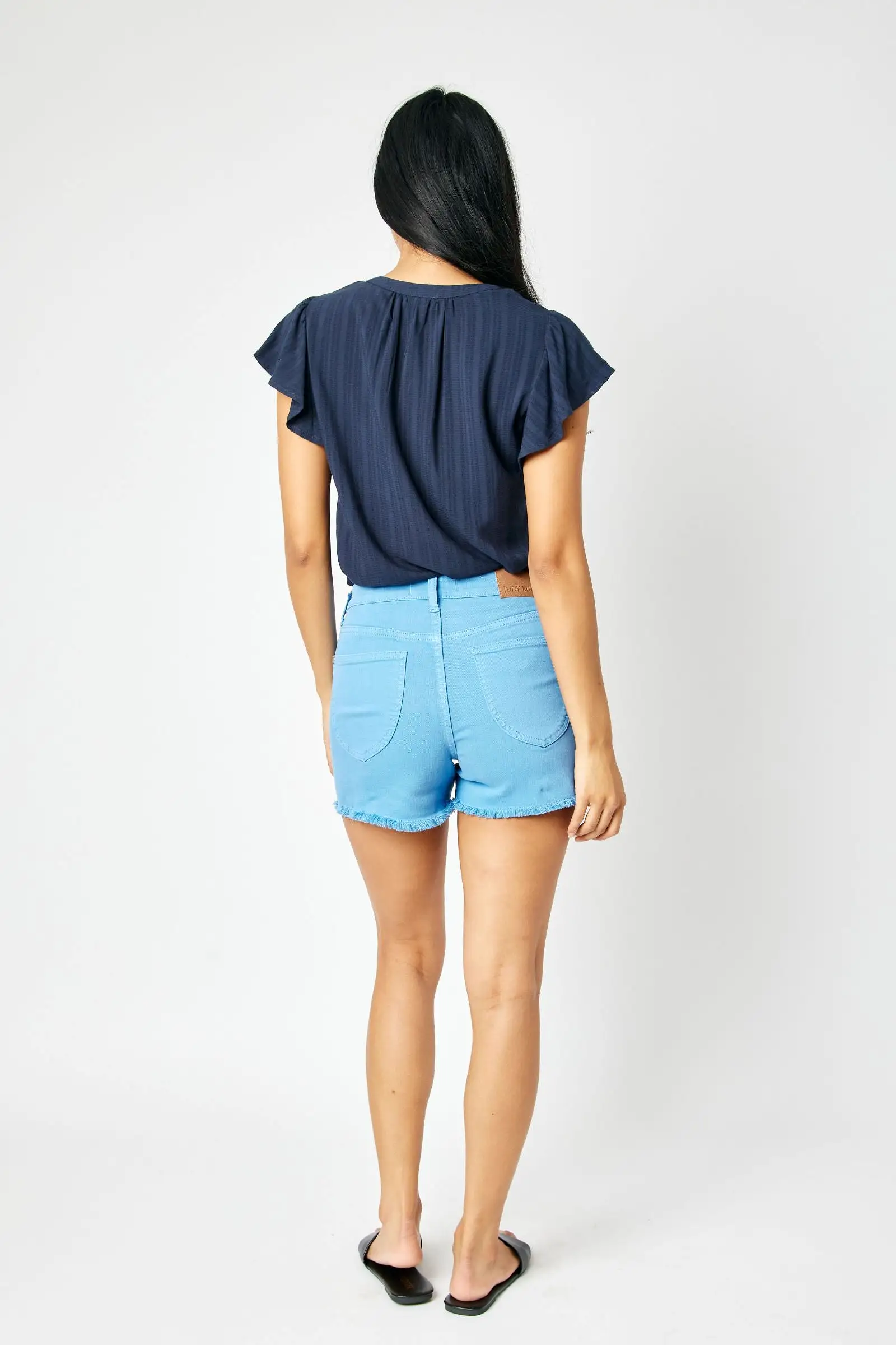 Judy Blue Mid-Rise Garment Dyed & Shorts-Aquamarine