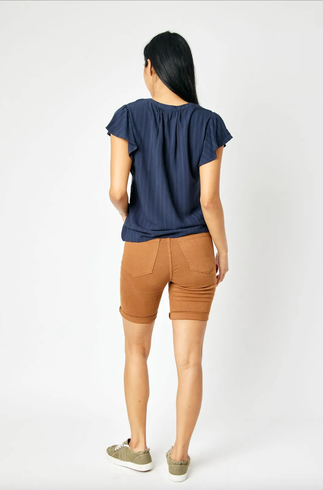 Judy Blue Tummy Control Bermuda Shorts - Brown