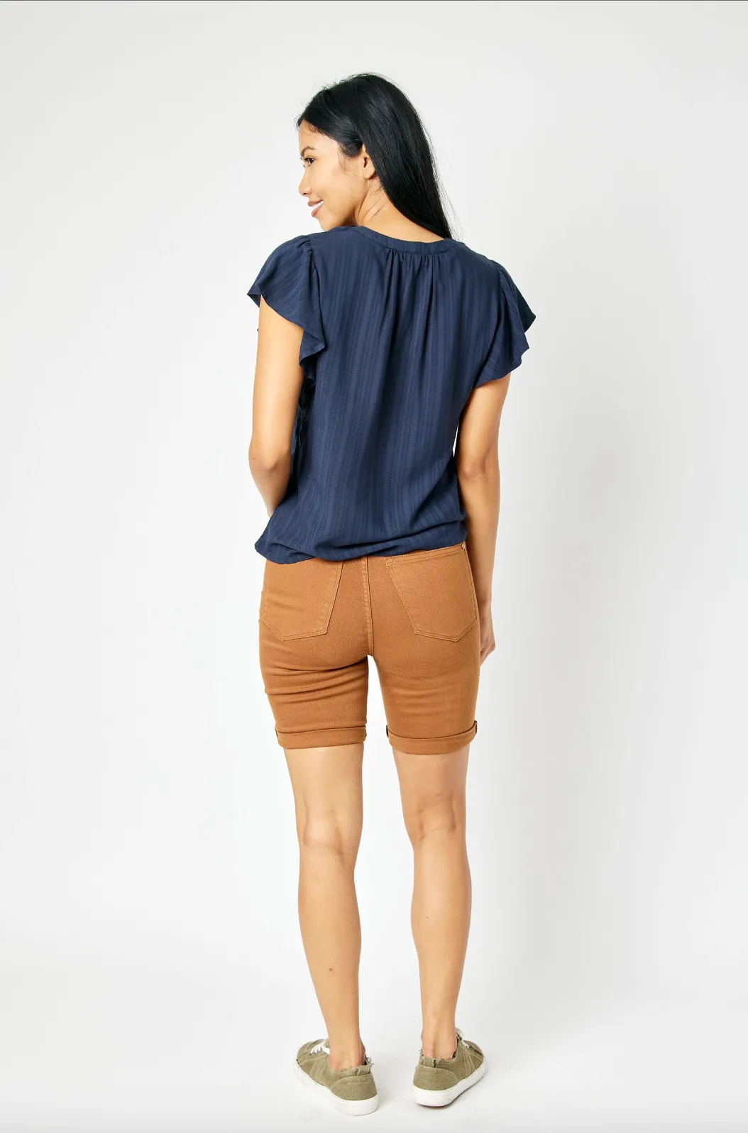 Judy Blue Tummy Control Bermuda Shorts - Brown