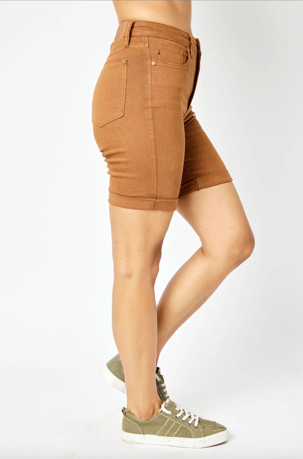 Judy Blue Tummy Control Bermuda Shorts - Brown