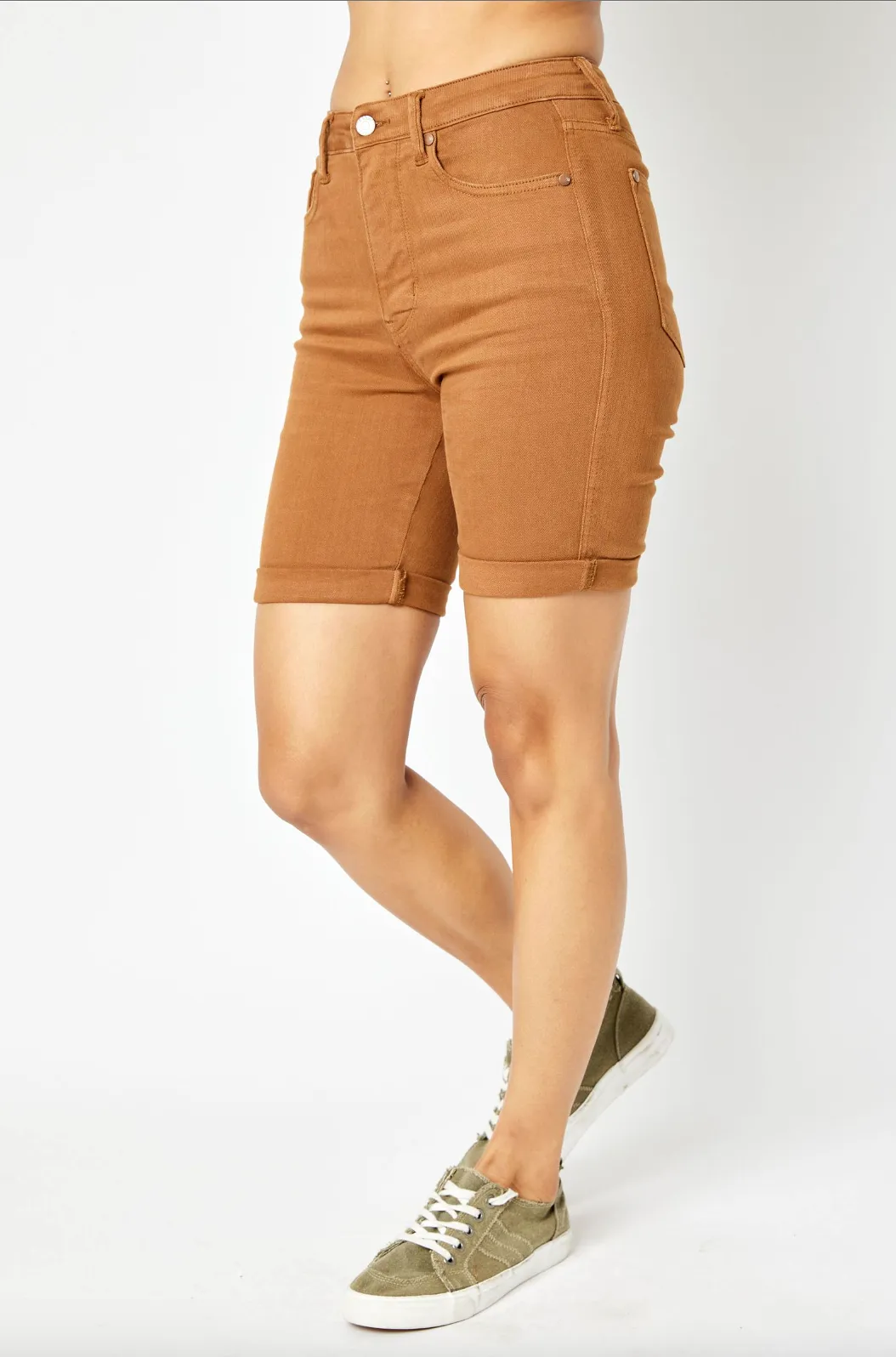 Judy Blue Tummy Control Bermuda Shorts - Brown