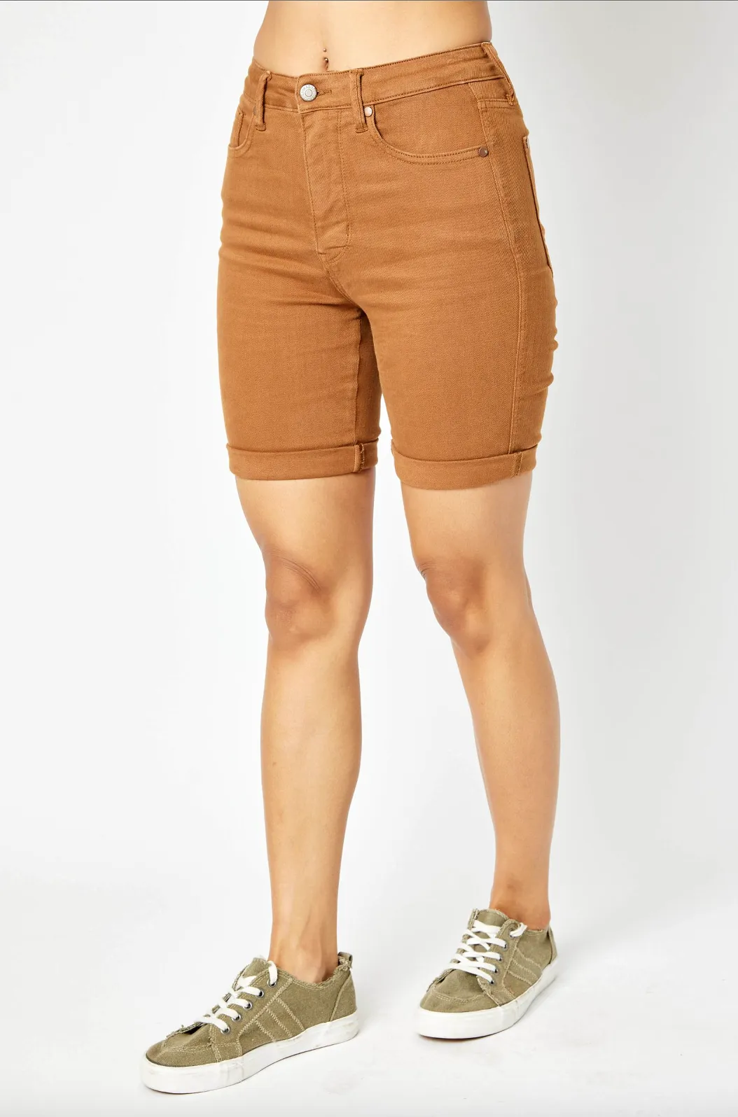 Judy Blue Tummy Control Bermuda Shorts - Brown