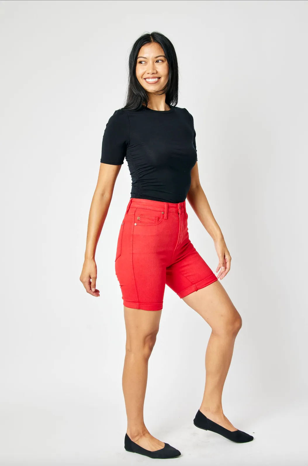 Judy Blue Tummy Control Bermuda Shorts - Red