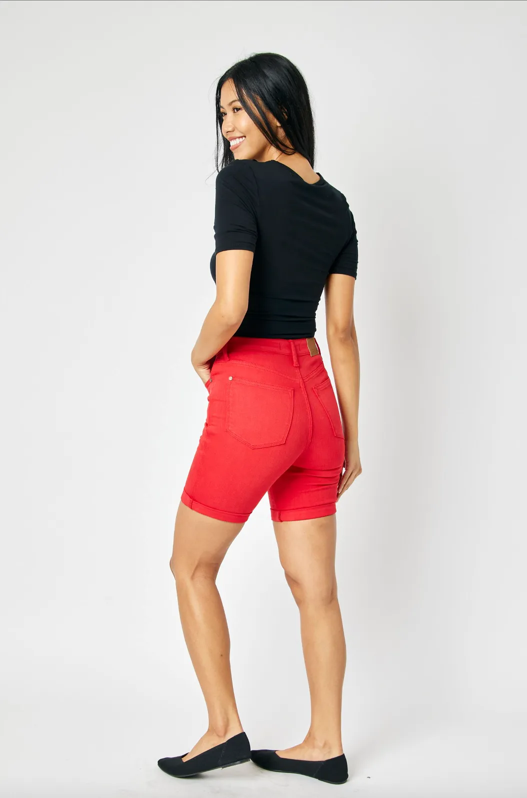 Judy Blue Tummy Control Bermuda Shorts - Red