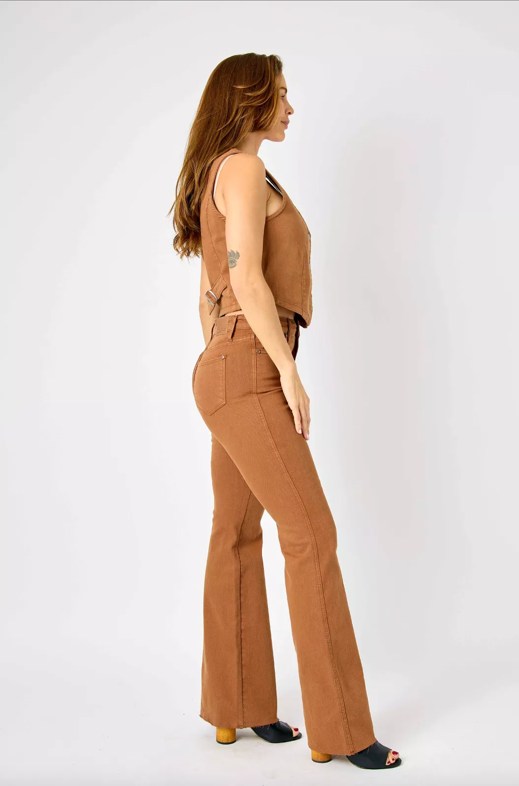 Judy Blue Tummy Control Flare Jeans - Brown