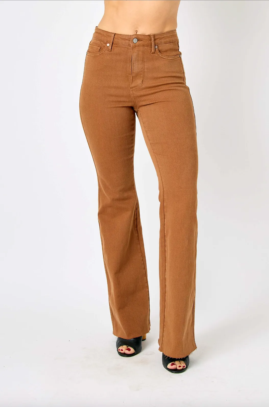 Judy Blue Tummy Control Flare Jeans - Brown