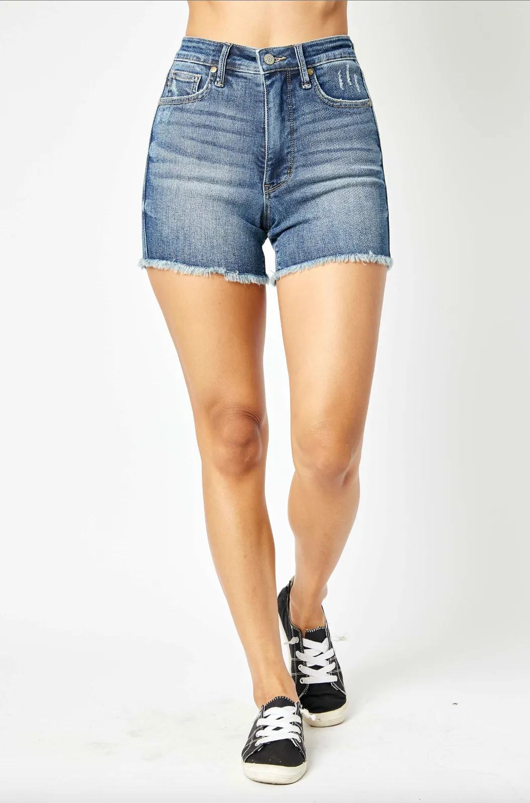 Judy Blue Tummy Control Fray Hem Shorts