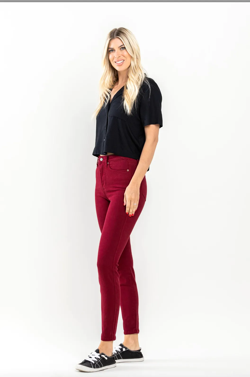 Judy Blue Tummy Control Skinny Jeans - Scarlet