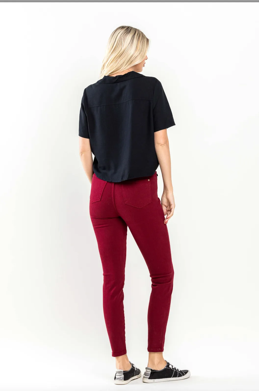 Judy Blue Tummy Control Skinny Jeans - Scarlet