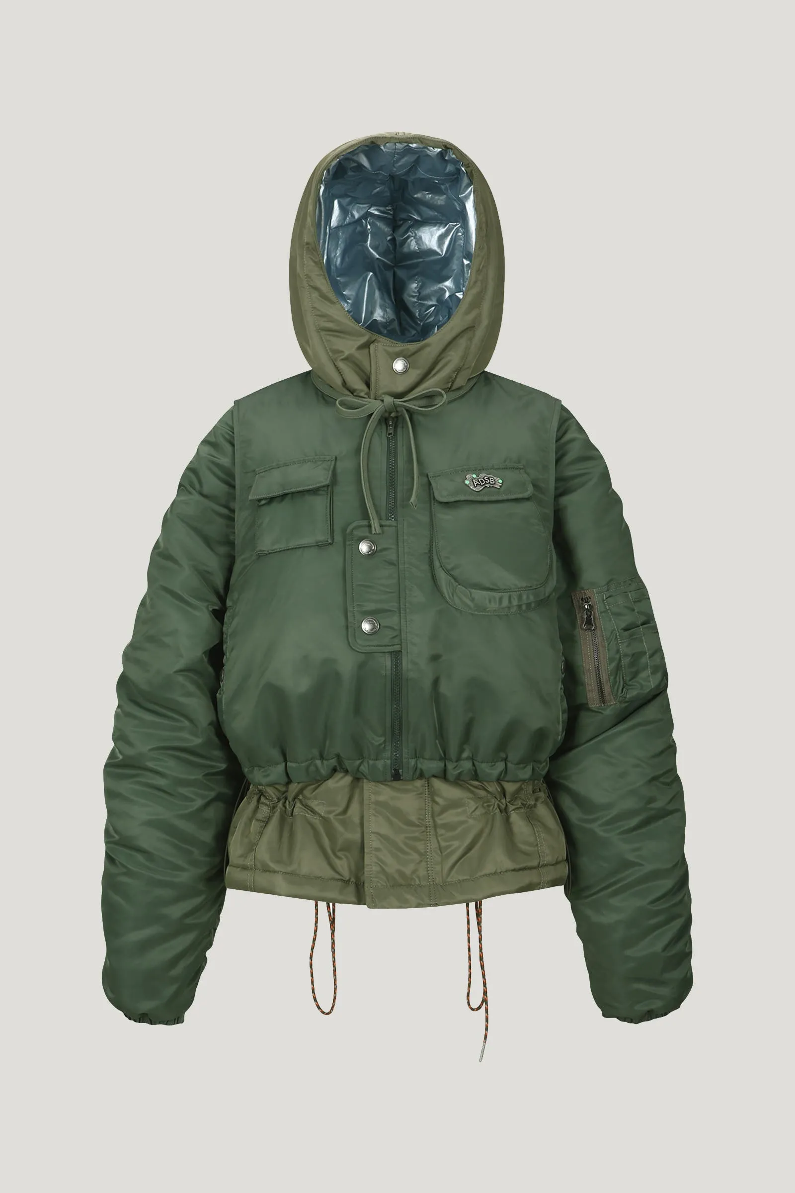 Khaki Hayden Vest Layered Padded Jacket