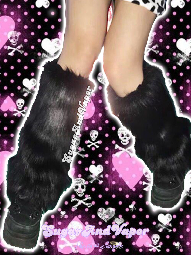 Layla Kawaii White Furry Leg Warmers