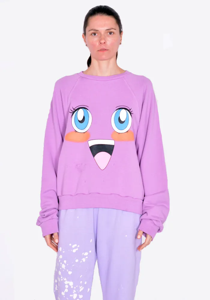 LIBERAL YOUTH MINISTRY LYM01T122 WOMENS EMOJI SWEATSHIT LILAC