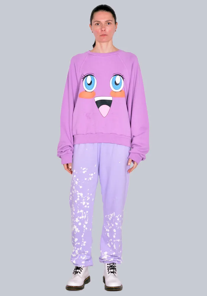 LIBERAL YOUTH MINISTRY LYM01T122 WOMENS EMOJI SWEATSHIT LILAC