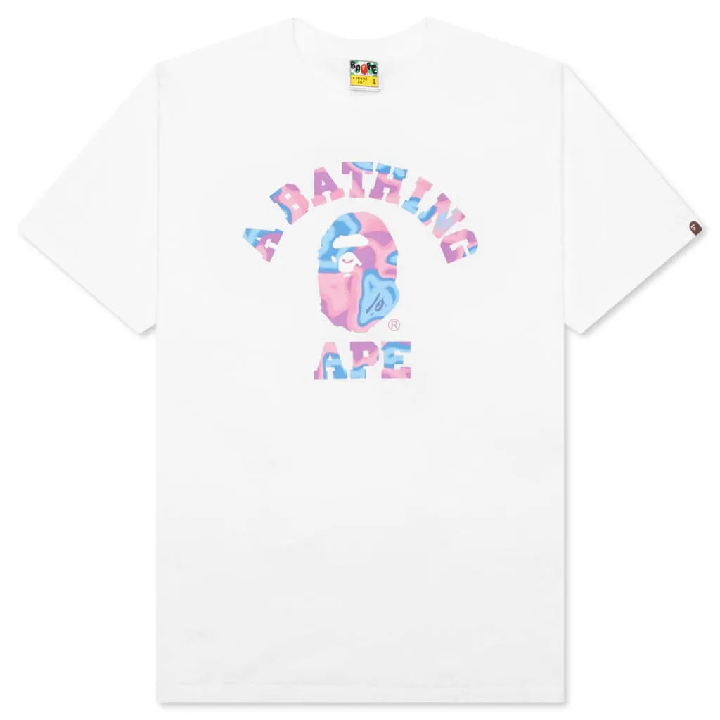 Liquid Camo College Tee - White/Pink