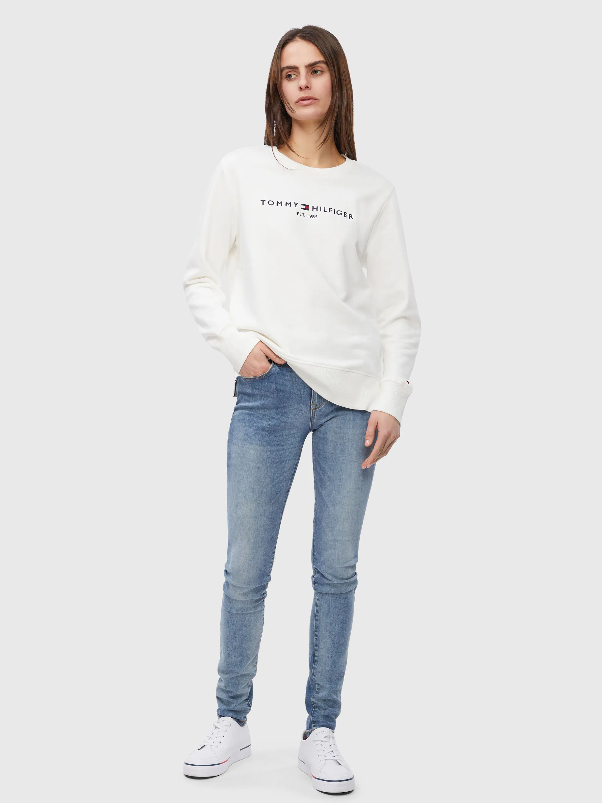 Logo Cotton Crew Neck Sweatshirt | Sweatshirts & Hoodies |   Tommy Hilfiger