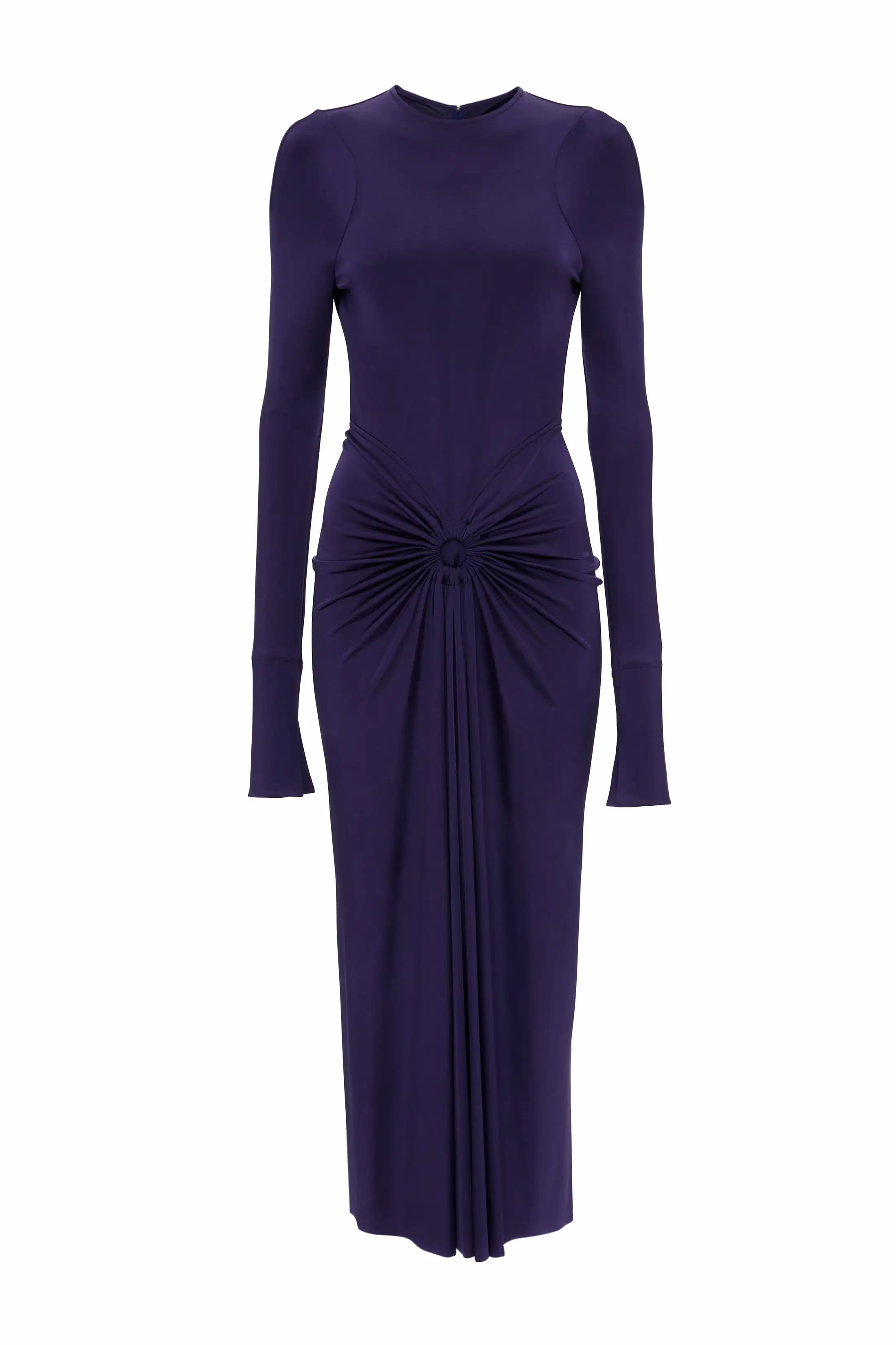 Long Sleeve Gathered Midi Dress In Ultraviolet