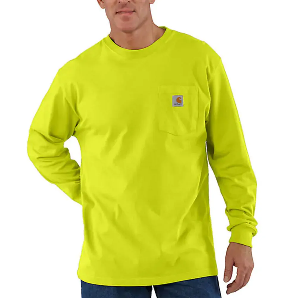 Loose Fit Heavyweight Long-Sleeve Pocket T-Shirt - Brite Lime - K126