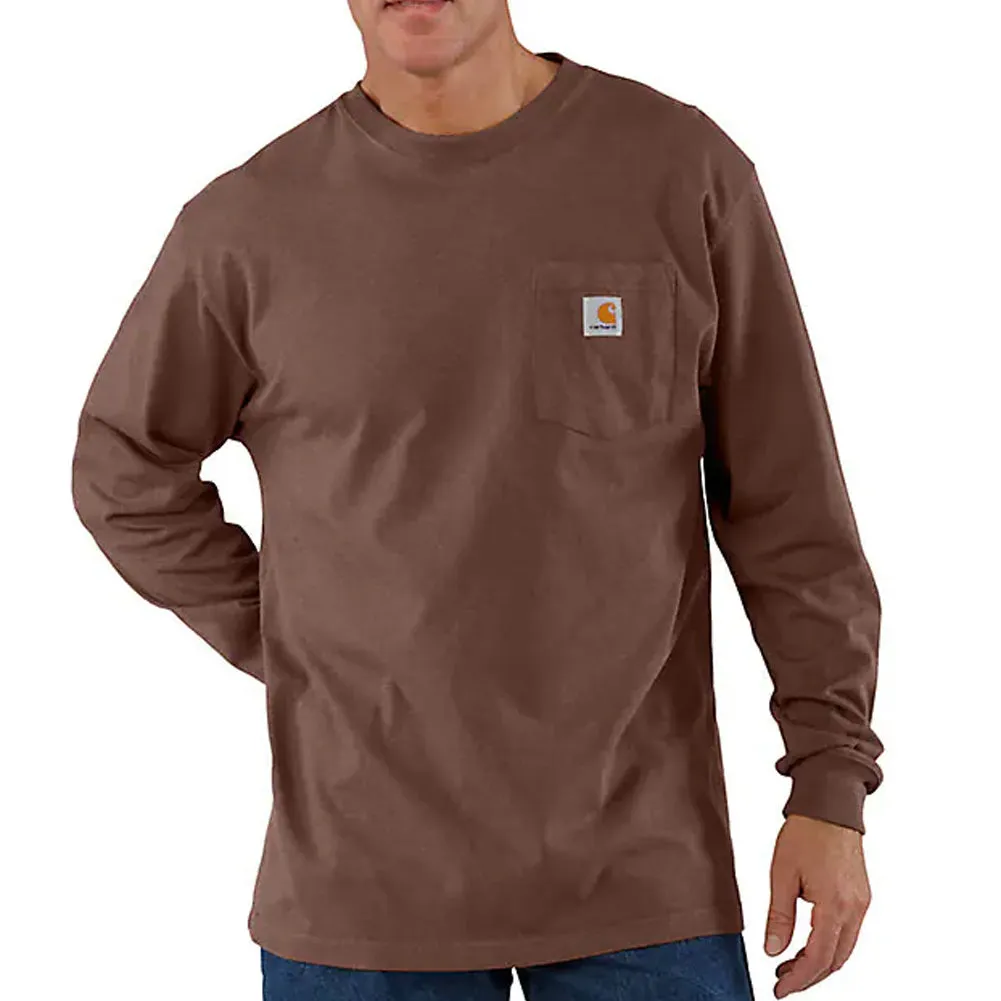 Loose Fit Heavyweight Long-Sleeve Pocket T-Shirt - Mocha Heather B86 - K126