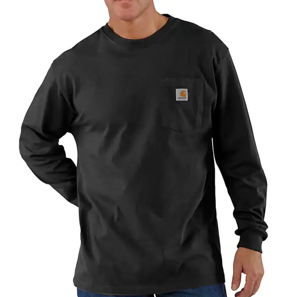 Loose Fit Heavyweight Long-Sleeve Pocket T-Shirt - Tall - Black - K126TALL