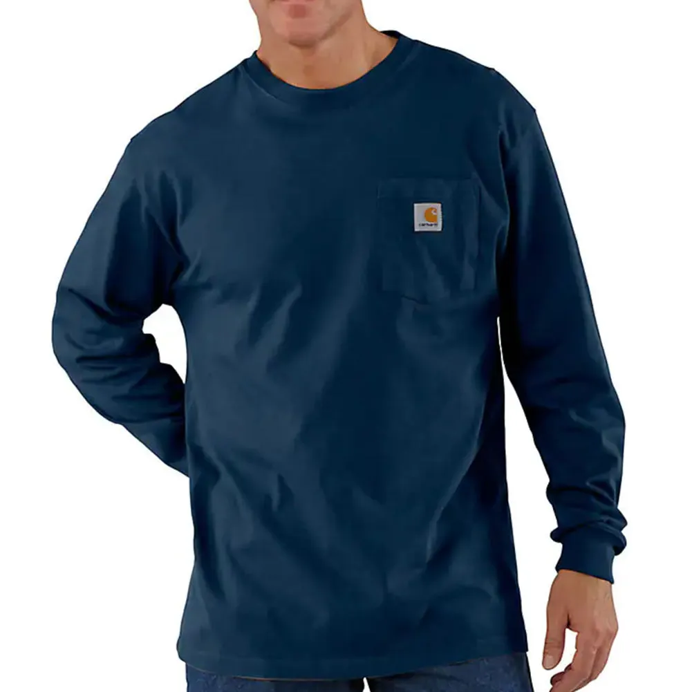 Loose Fit Heavyweight Long-Sleeve Pocket T-Shirt - Tall - Navy - K126TALL