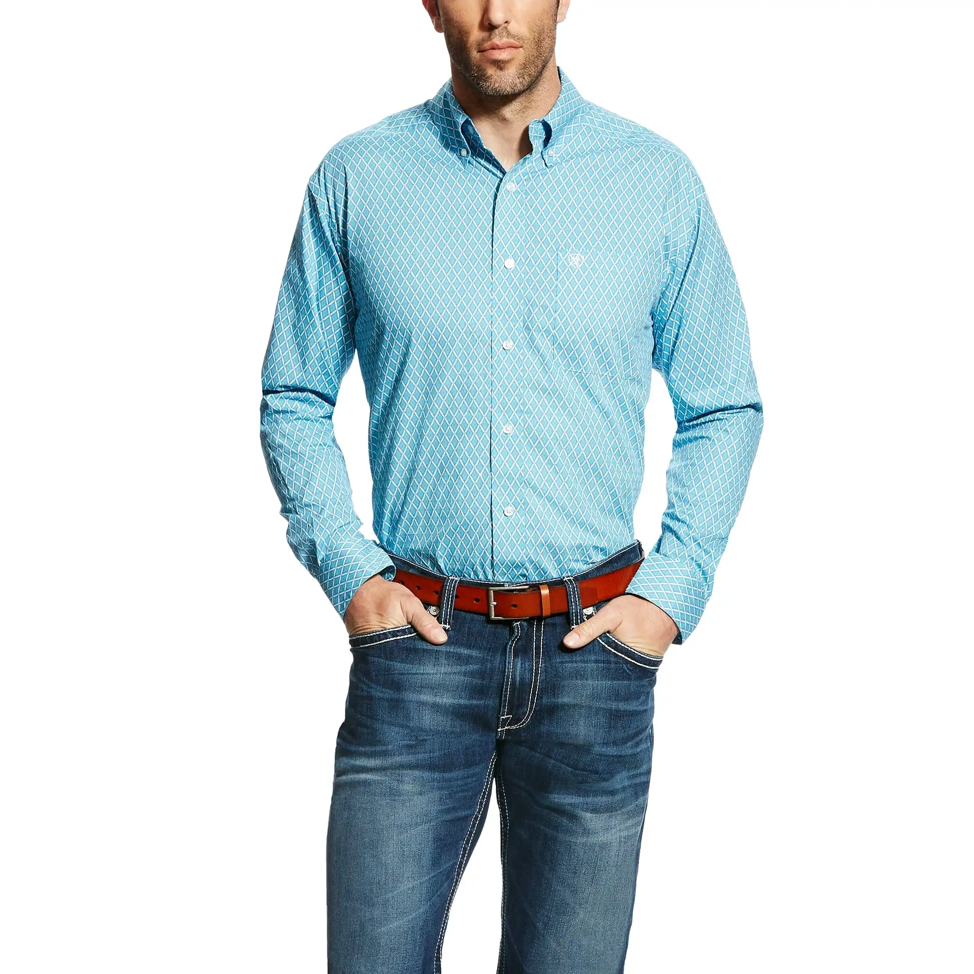 Men's Ariat Cohen Print Blue Pine Shirt