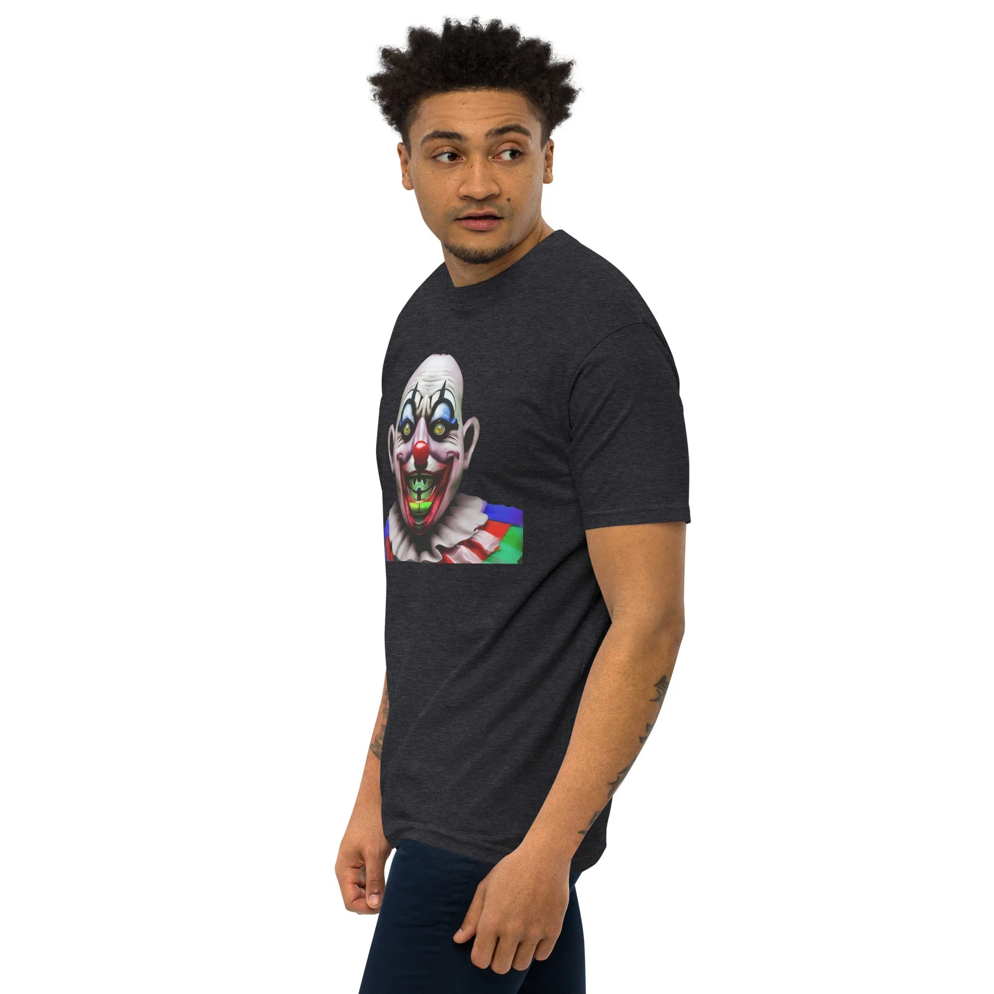 Men's Gerald Black Crazy Clown Heavyweight Regular Fit Artful T-shirt