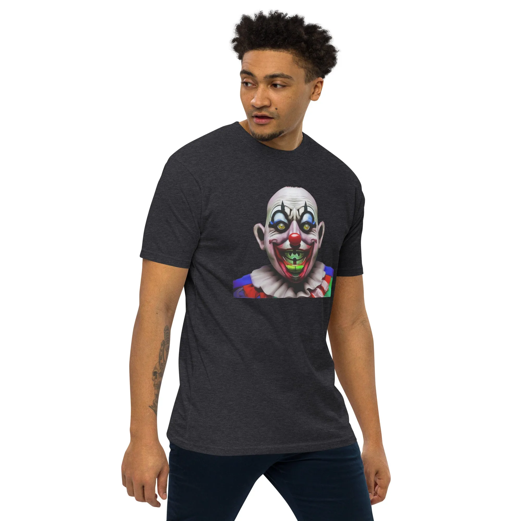 Men's Gerald Black Crazy Clown Heavyweight Regular Fit Artful T-shirt