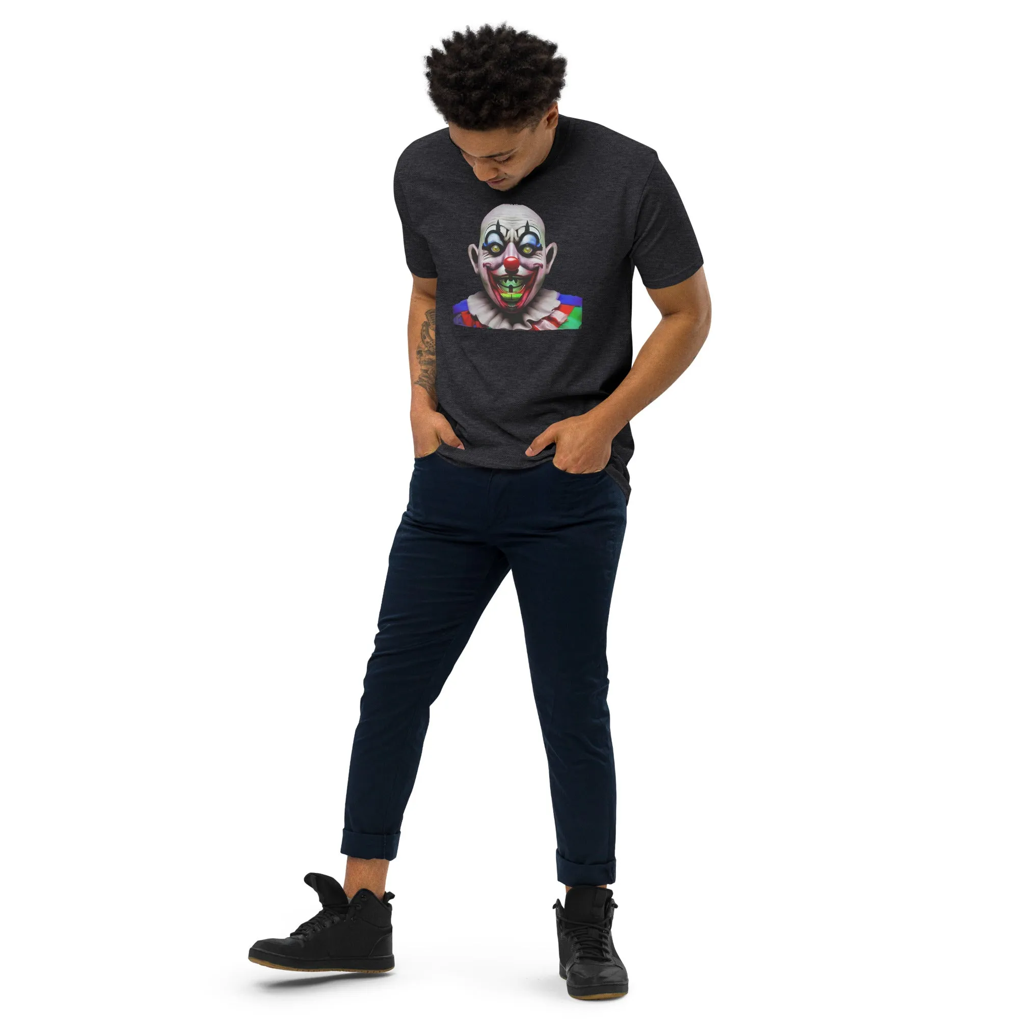 Men's Gerald Black Crazy Clown Heavyweight Regular Fit Artful T-shirt