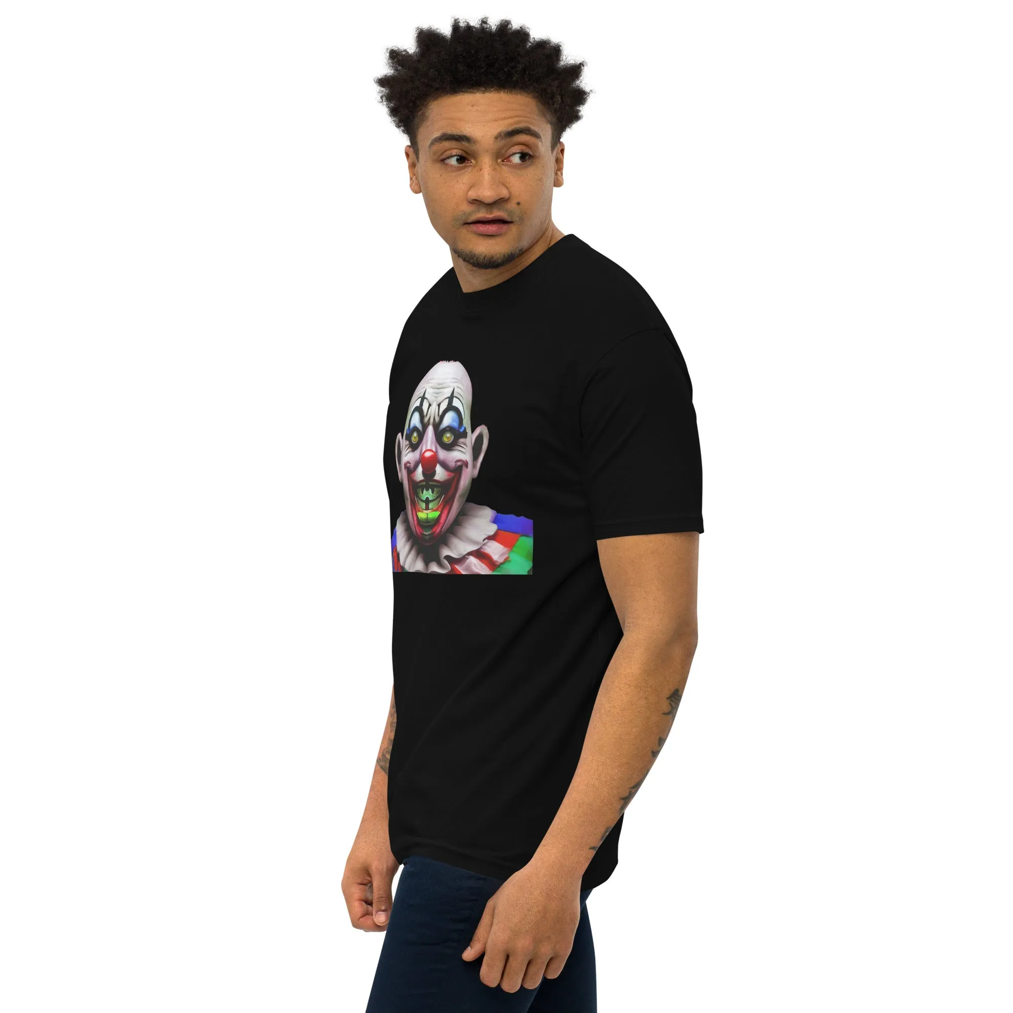 Men's Gerald Black Crazy Clown Heavyweight Regular Fit Artful T-shirt