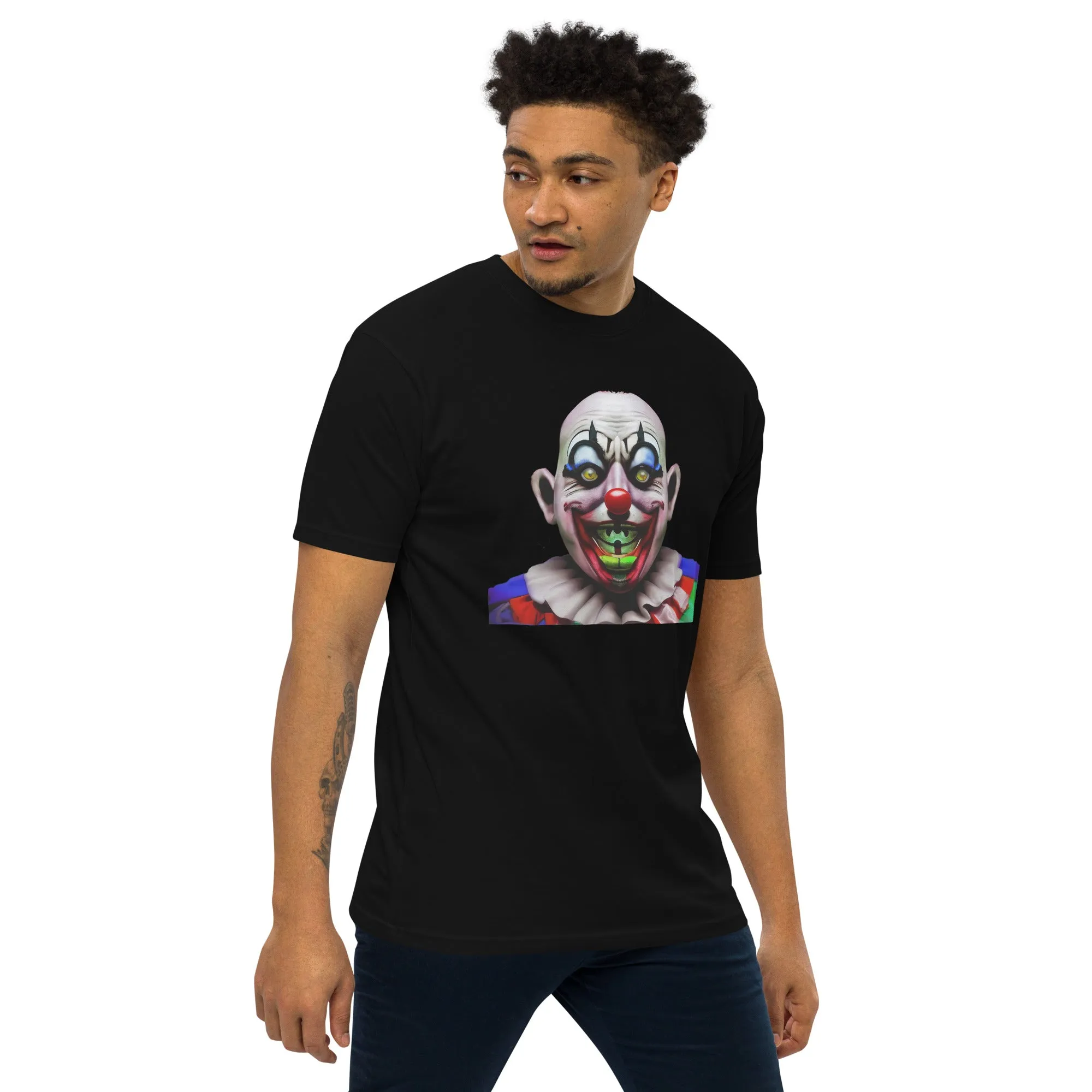 Men's Gerald Black Crazy Clown Heavyweight Regular Fit Artful T-shirt