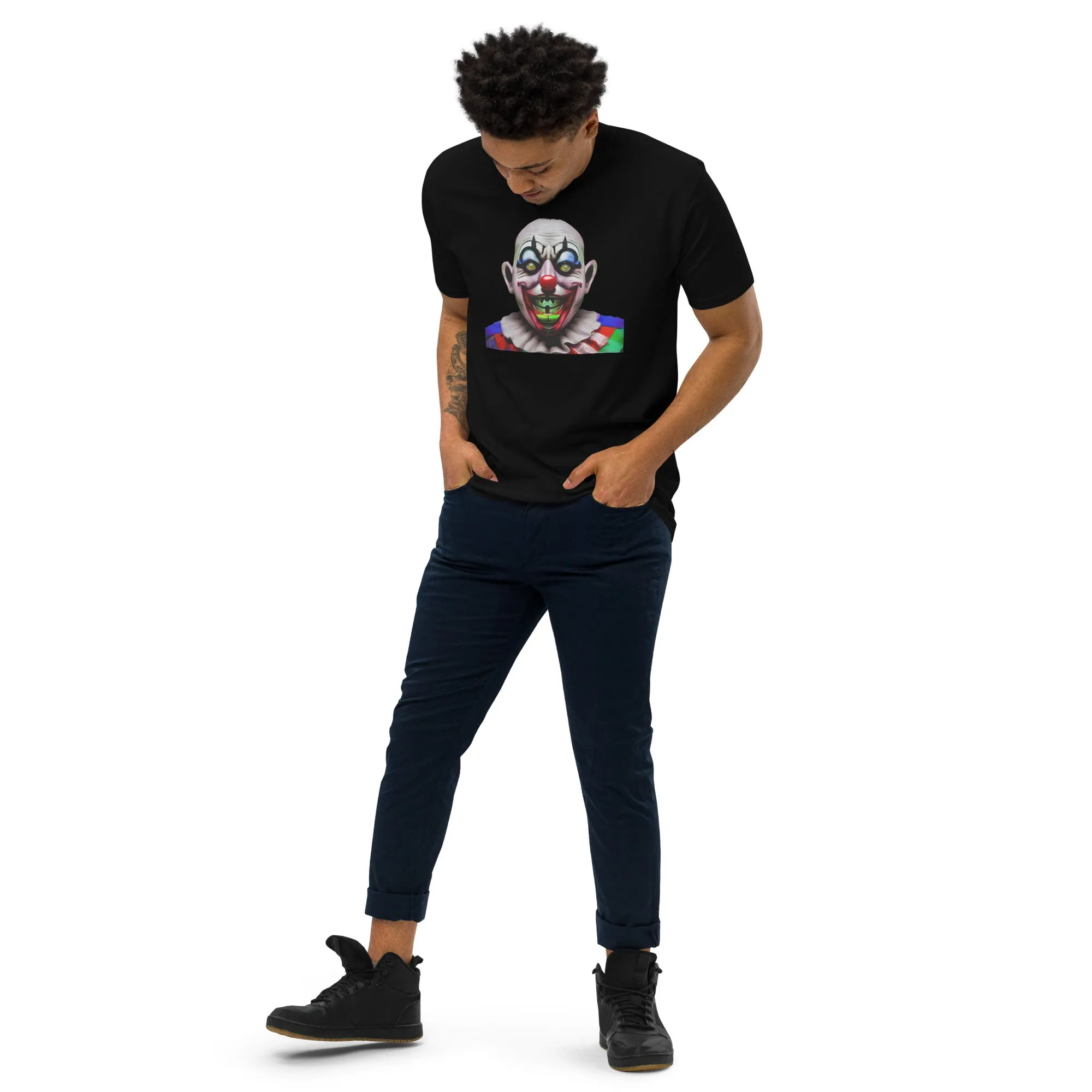 Men's Gerald Black Crazy Clown Heavyweight Regular Fit Artful T-shirt