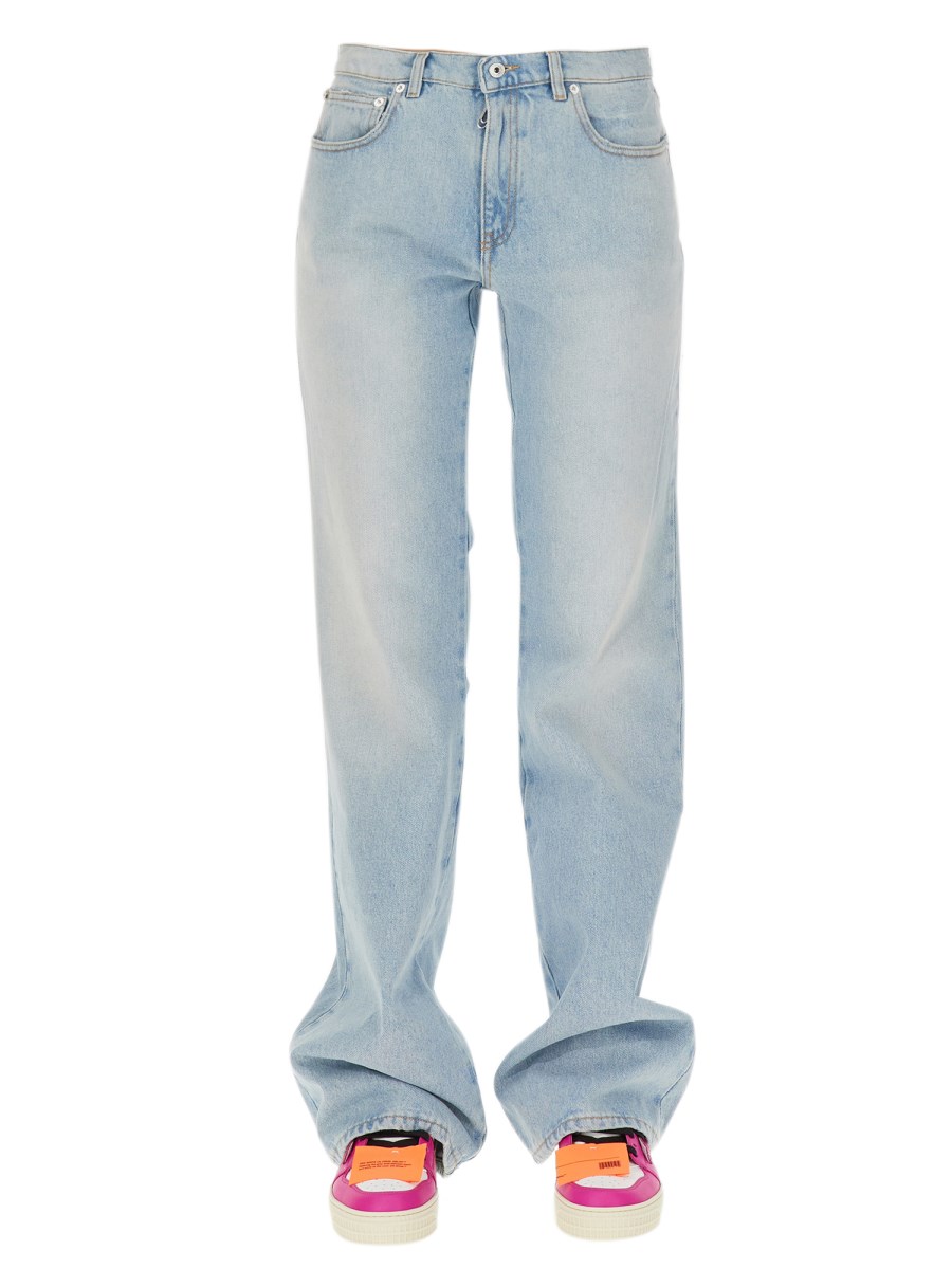 OFF-WHITE    BEACH BABY BAGGY JEANS IN COTTON DENIM