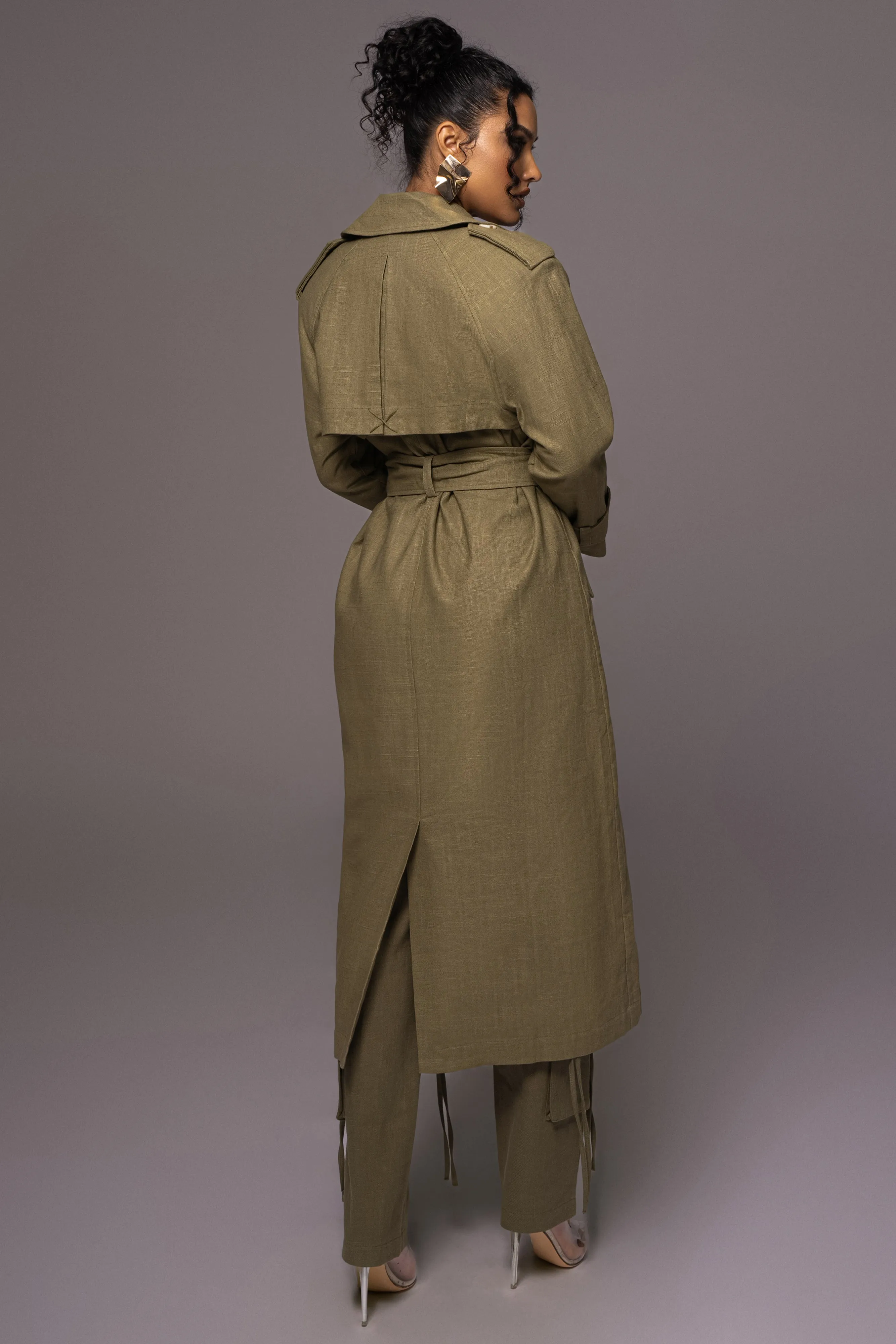 Olive One Step Closer Linen Coat