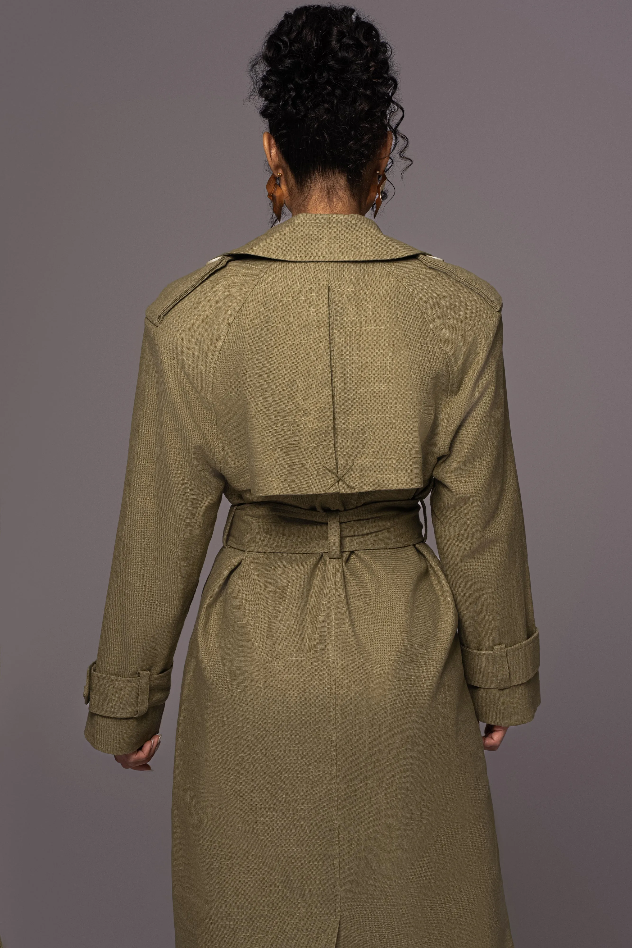 Olive One Step Closer Linen Coat