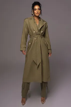 Olive One Step Closer Linen Coat