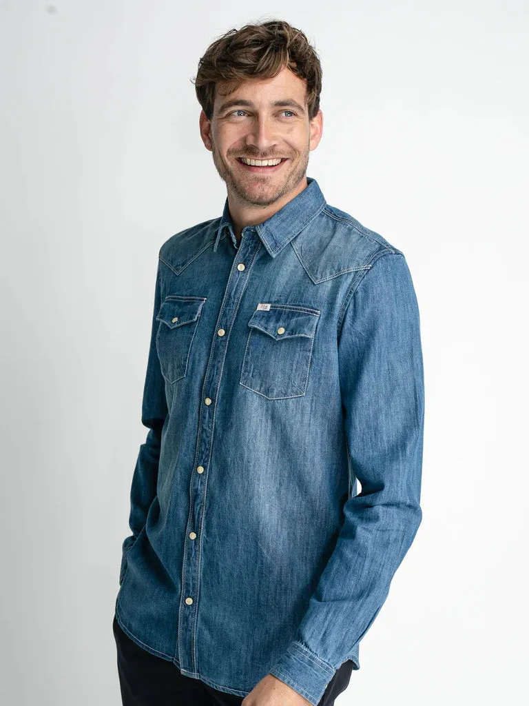 Petrol Denim Shirt in Light Indigo