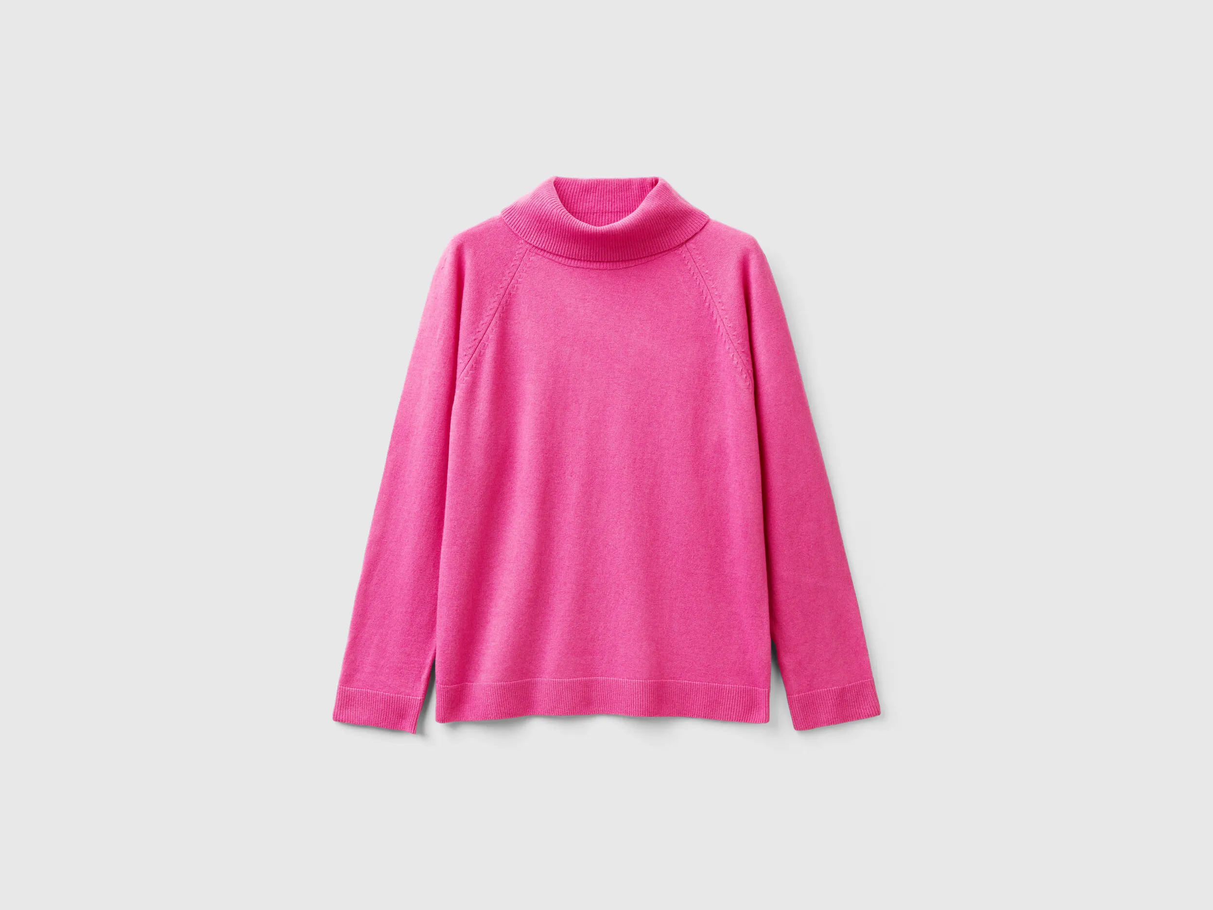 Pink turtleneck sweater in cashmere and wool blend - Pink | Benetton