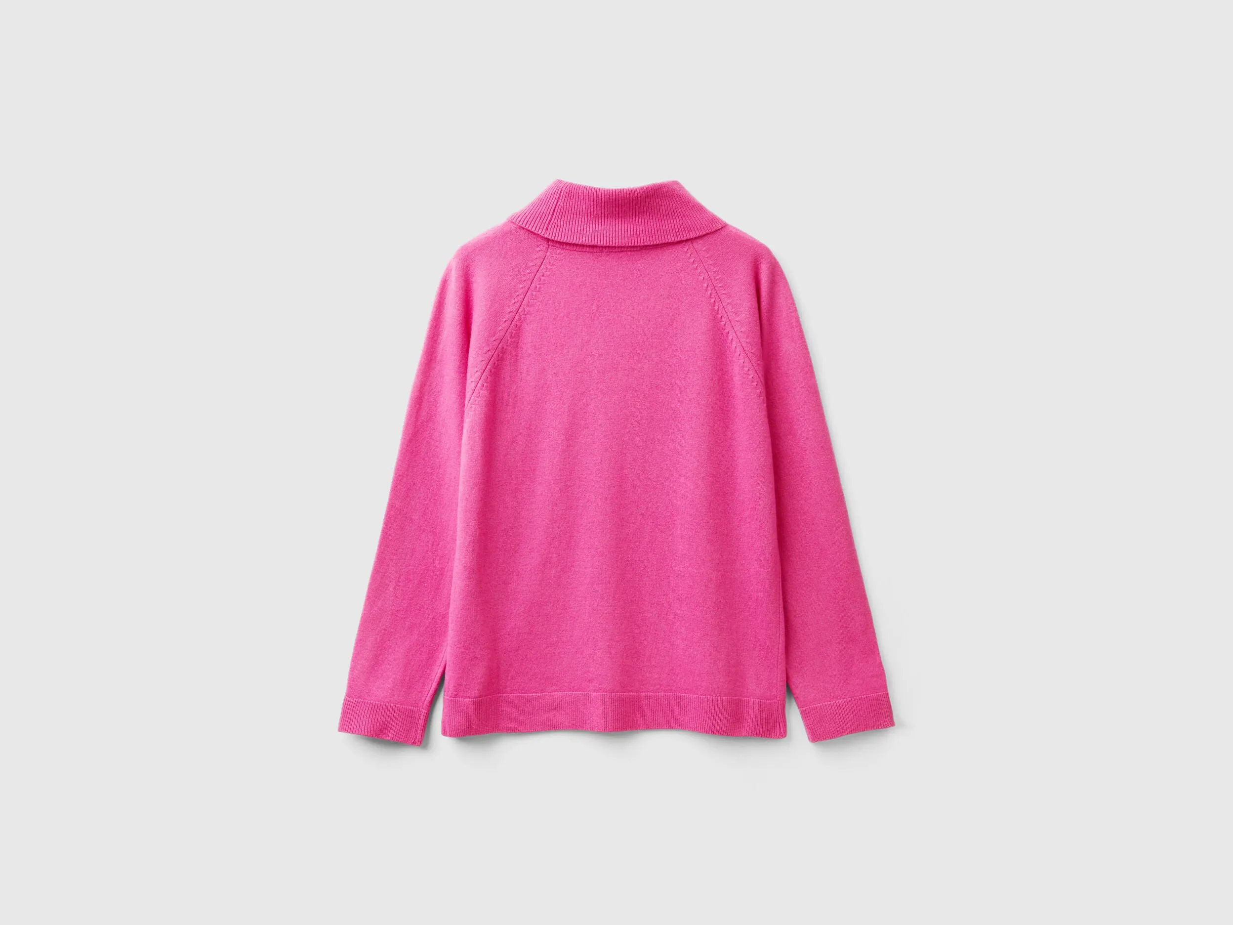 Pink turtleneck sweater in cashmere and wool blend - Pink | Benetton