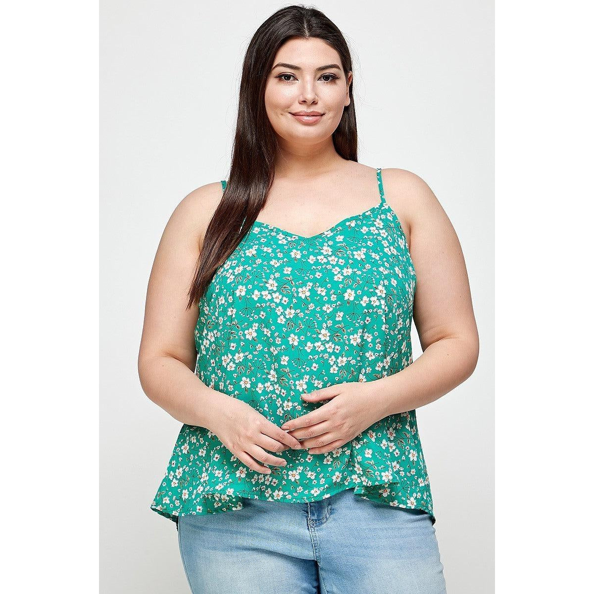 Plus Size, Ditsy Floral Print Cami Top