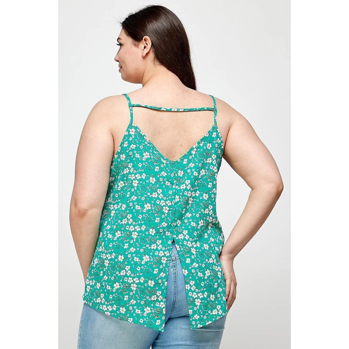 Plus Size, Ditsy Floral Print Cami Top