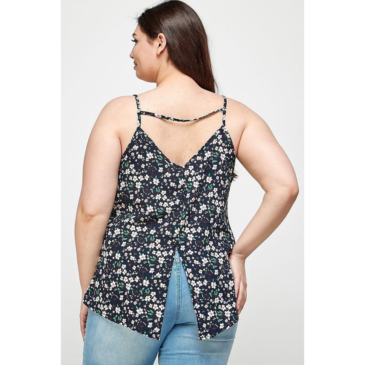 Plus Size, Ditsy Floral Print Cami Top