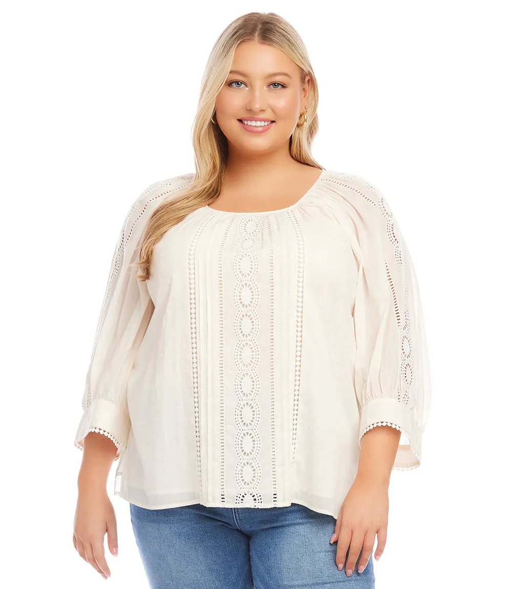 Plus Size Lace Inset Top