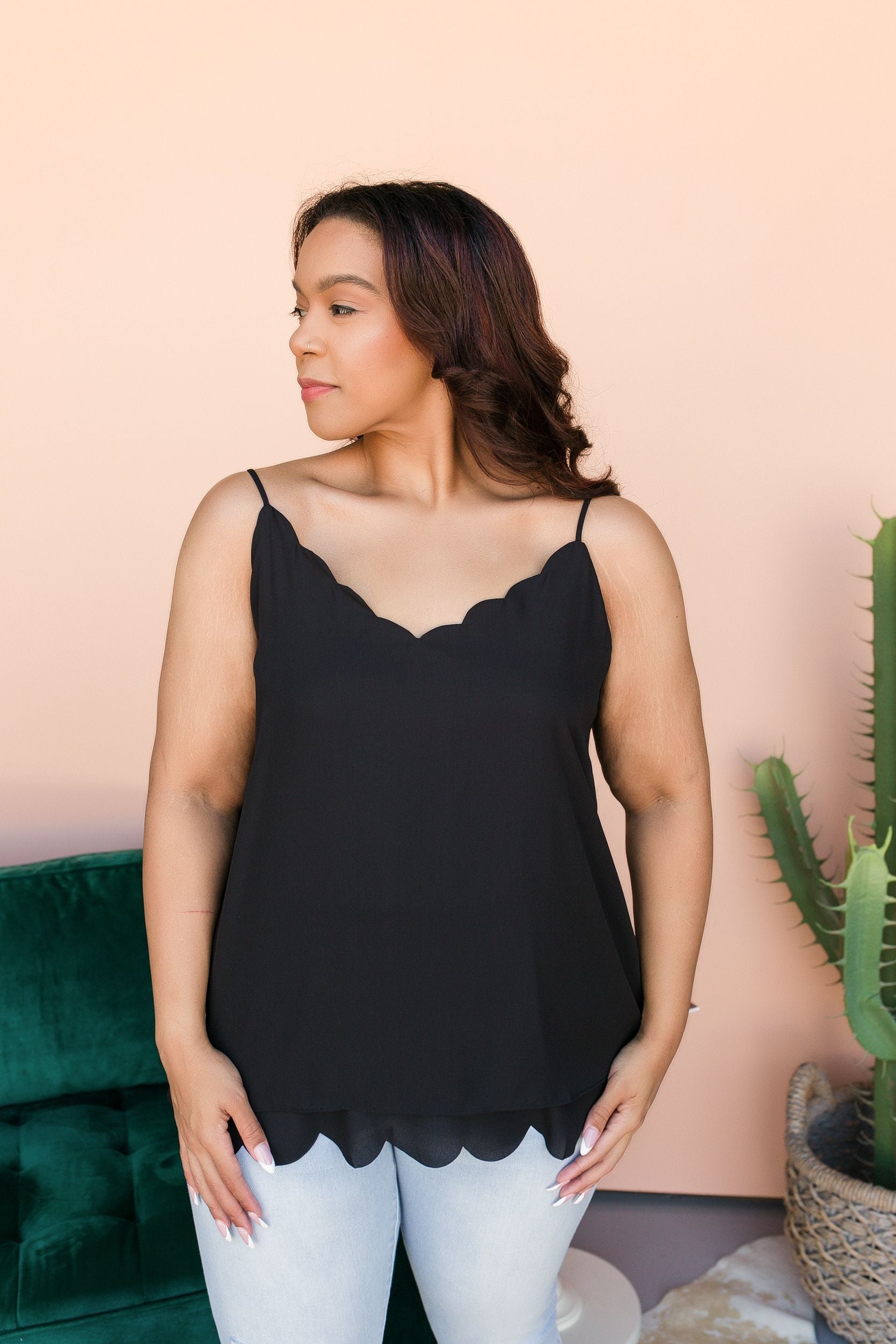 PLUS SIZE Leah Scalloped Cami Blouse