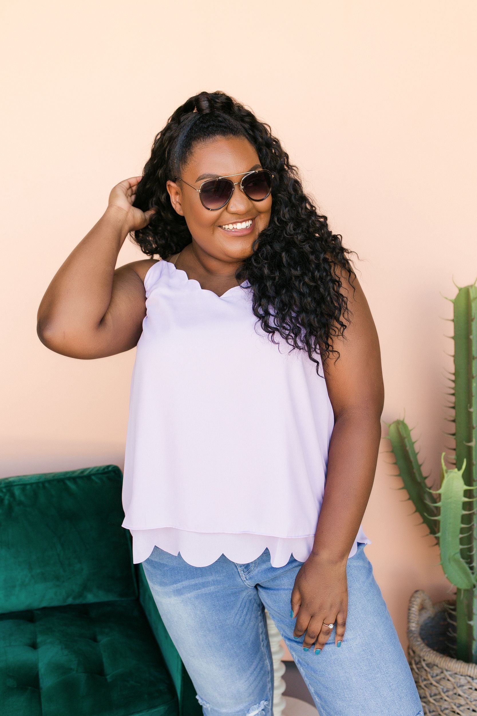 PLUS SIZE Leah Scalloped Cami Blouse