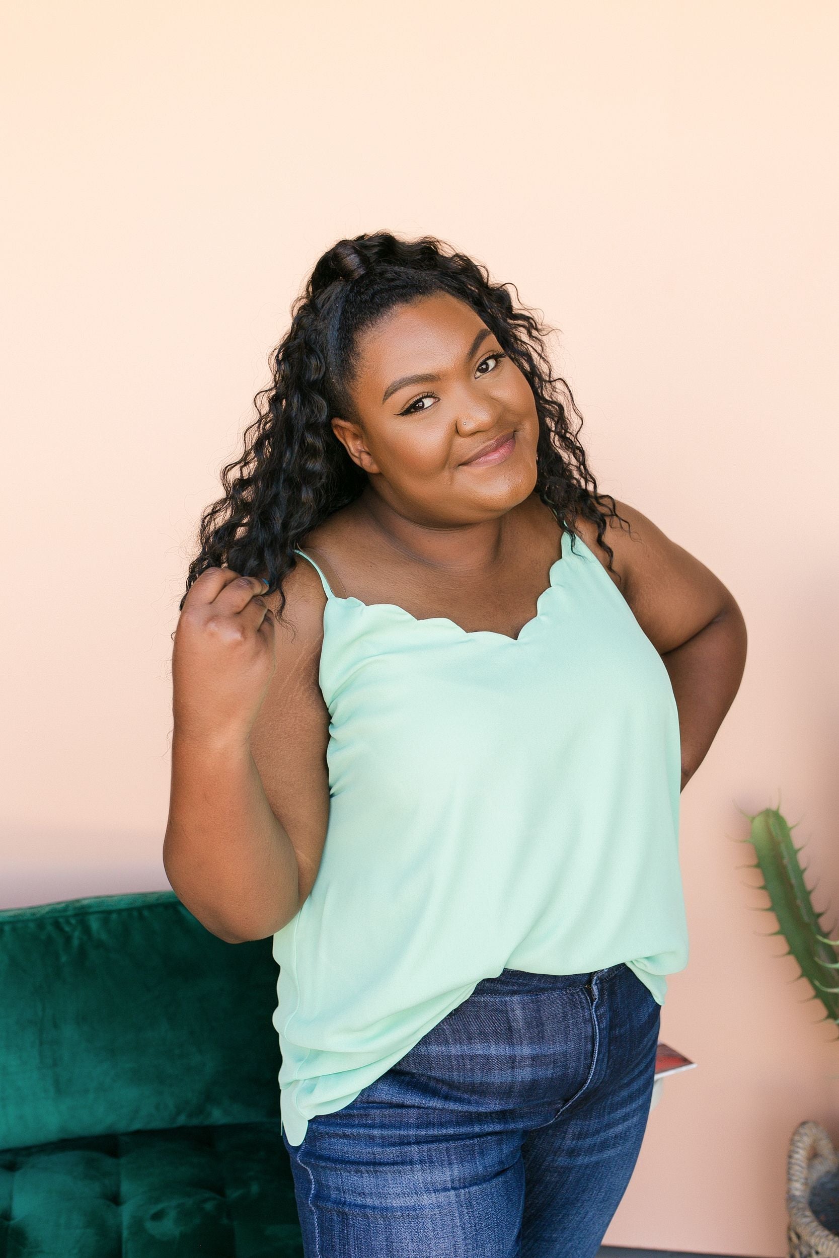 PLUS SIZE Leah Scalloped Cami Blouse