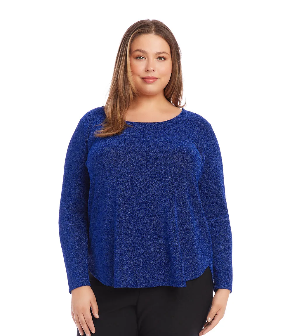 Plus Size Metallic Knit Shirttail Top