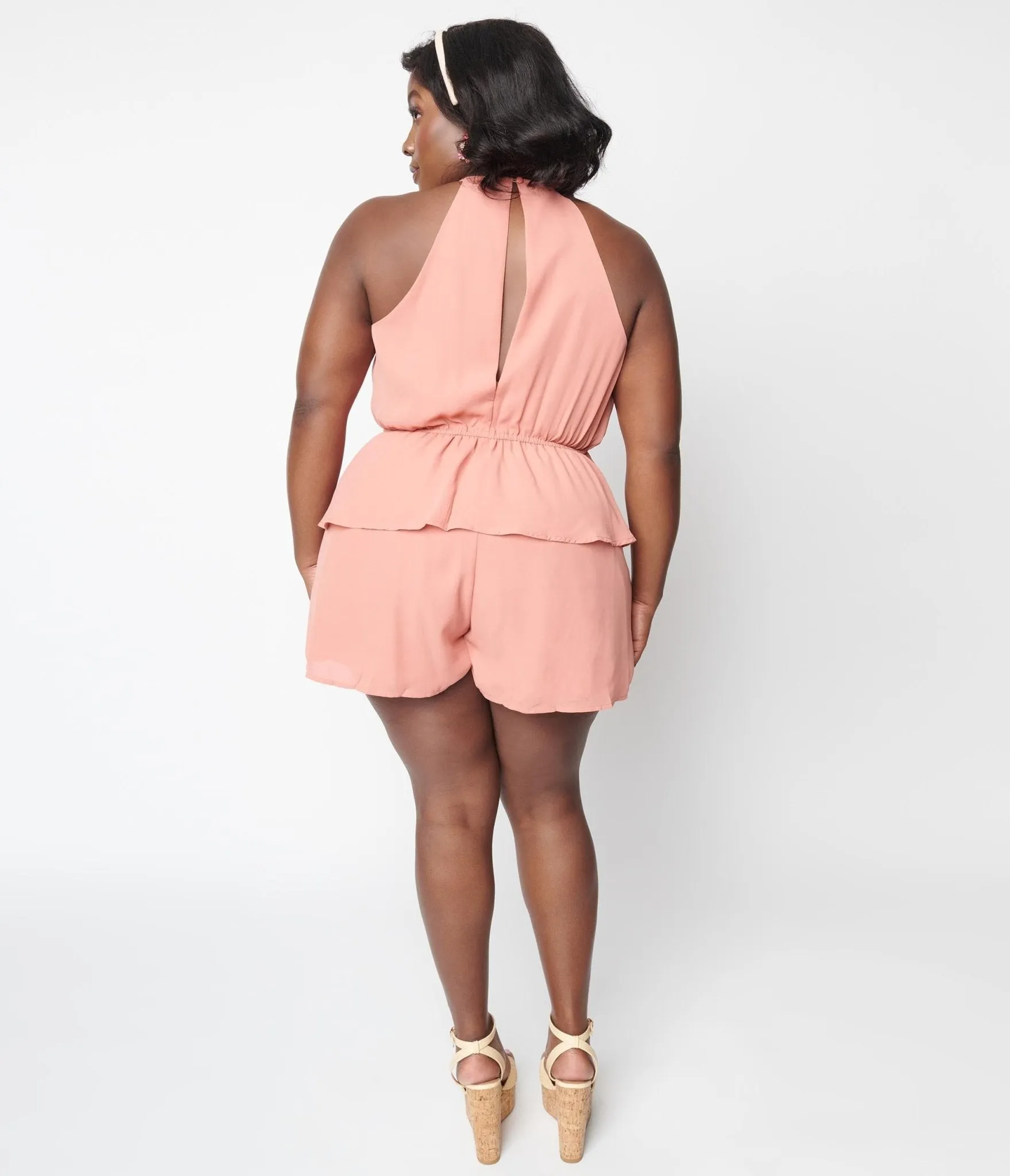 Plus Size Pink Ruffle Romper