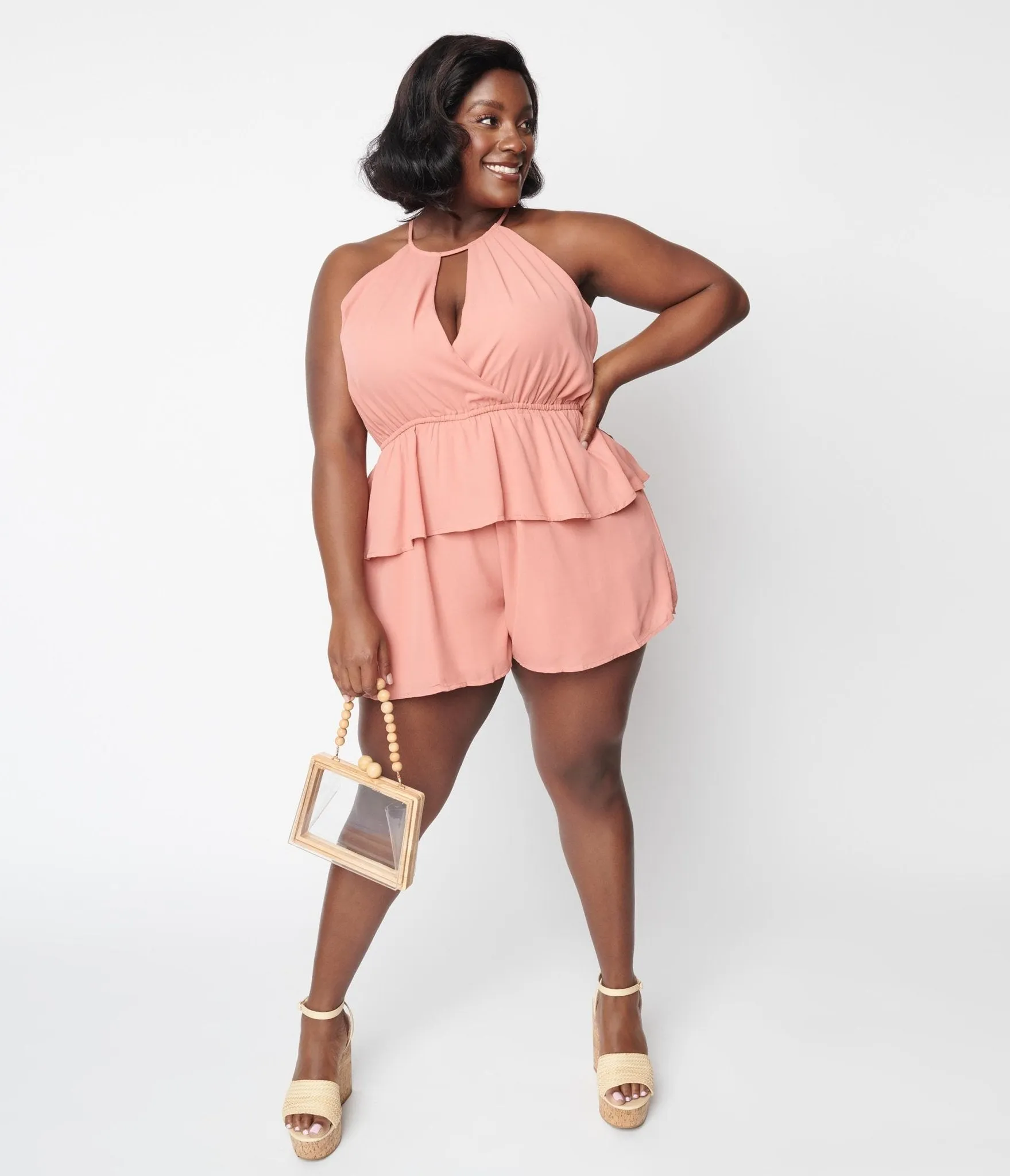 Plus Size Pink Ruffle Romper