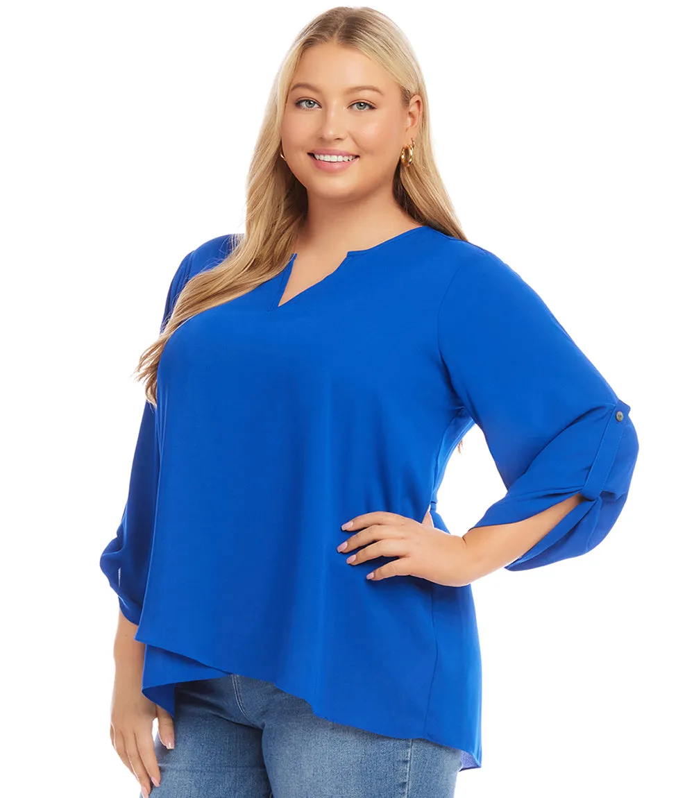 Plus Size Roll Tab Sleeve Top